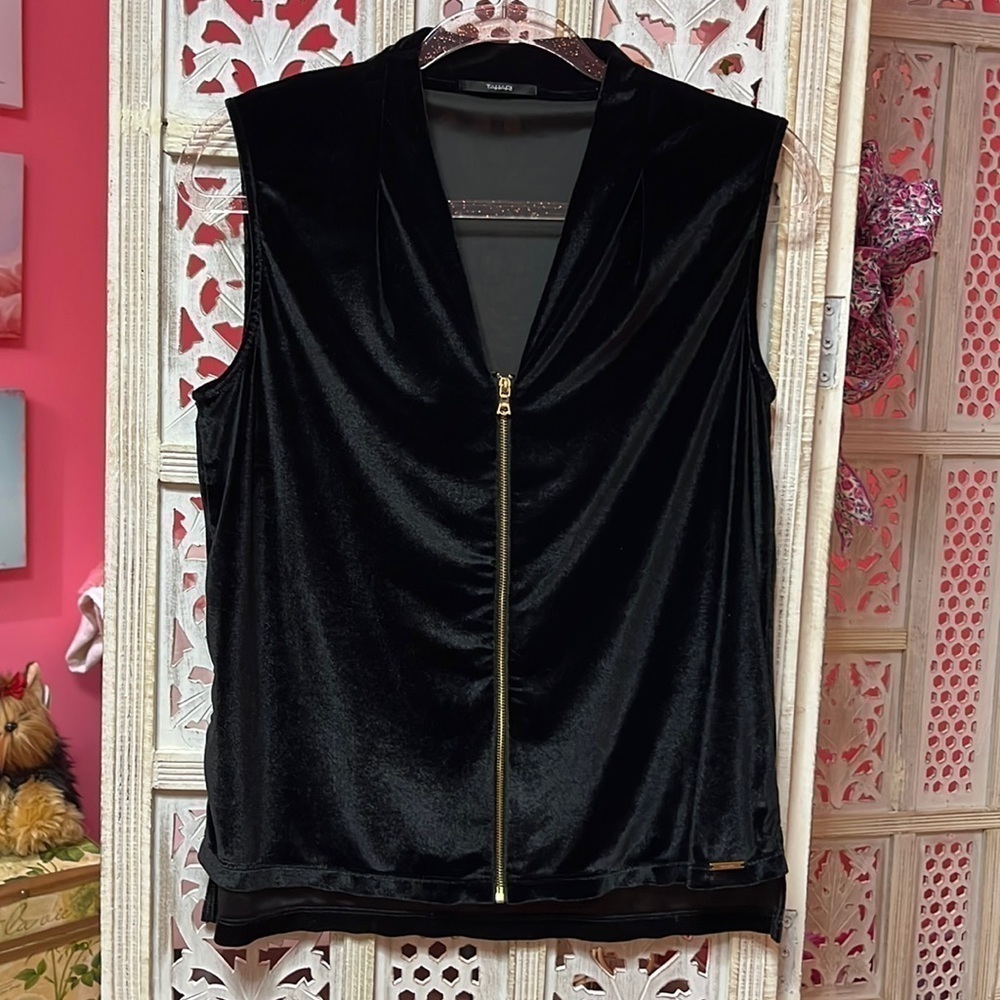 Tahari Velvet Vest